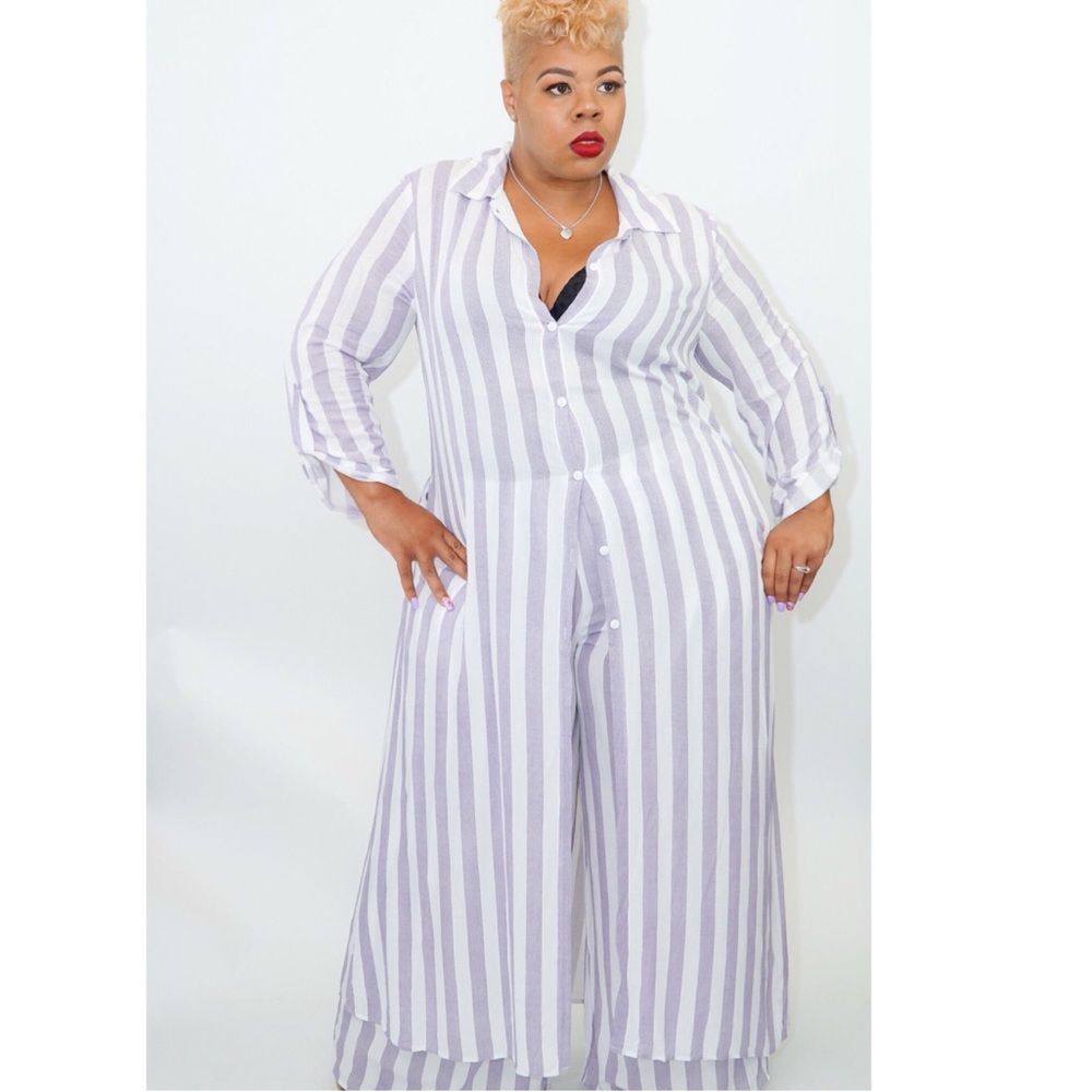 Stripe Wide Leg Linen Pants